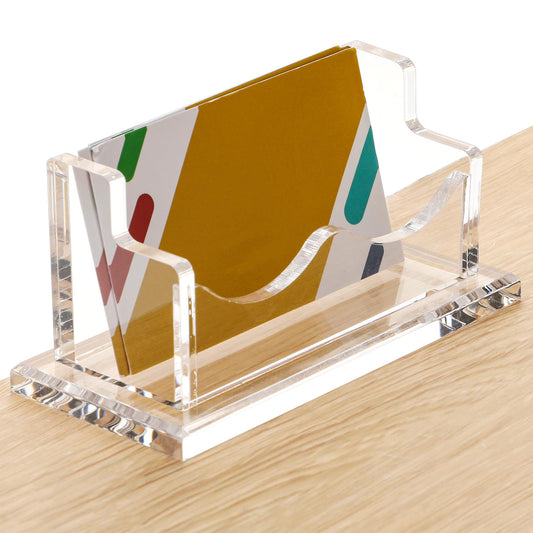 Tucnoeu Clear Business Card Holder Stand for Desk,1 Tier Large Capacity Card Display Stand,Acrylic Business Card Holder Fits 30-50 Business Cards