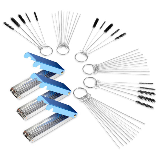 6-Piece Carburetor Cleaner Set, 15 Nylon Brushes, 30 Cleaning Needles, 39 Stainless Steel Cleaning Wires Airbrush Tip Cleaner Tool For Airbrush Nozzle Motorcycle Carburetor