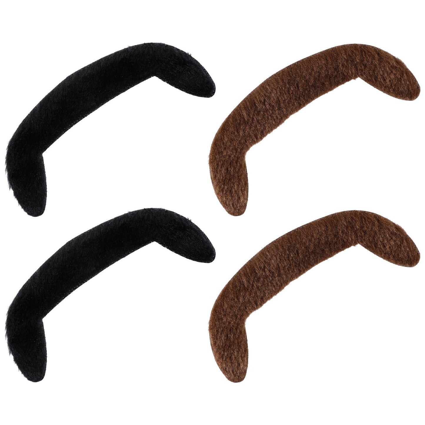 Self Adhesive Fake Mustache, 4.13*1.57Inch Fake Short Cop Mustache for Daily and Halloween Parties Role Playing Actor Advertising Shooting (Black,Brown)