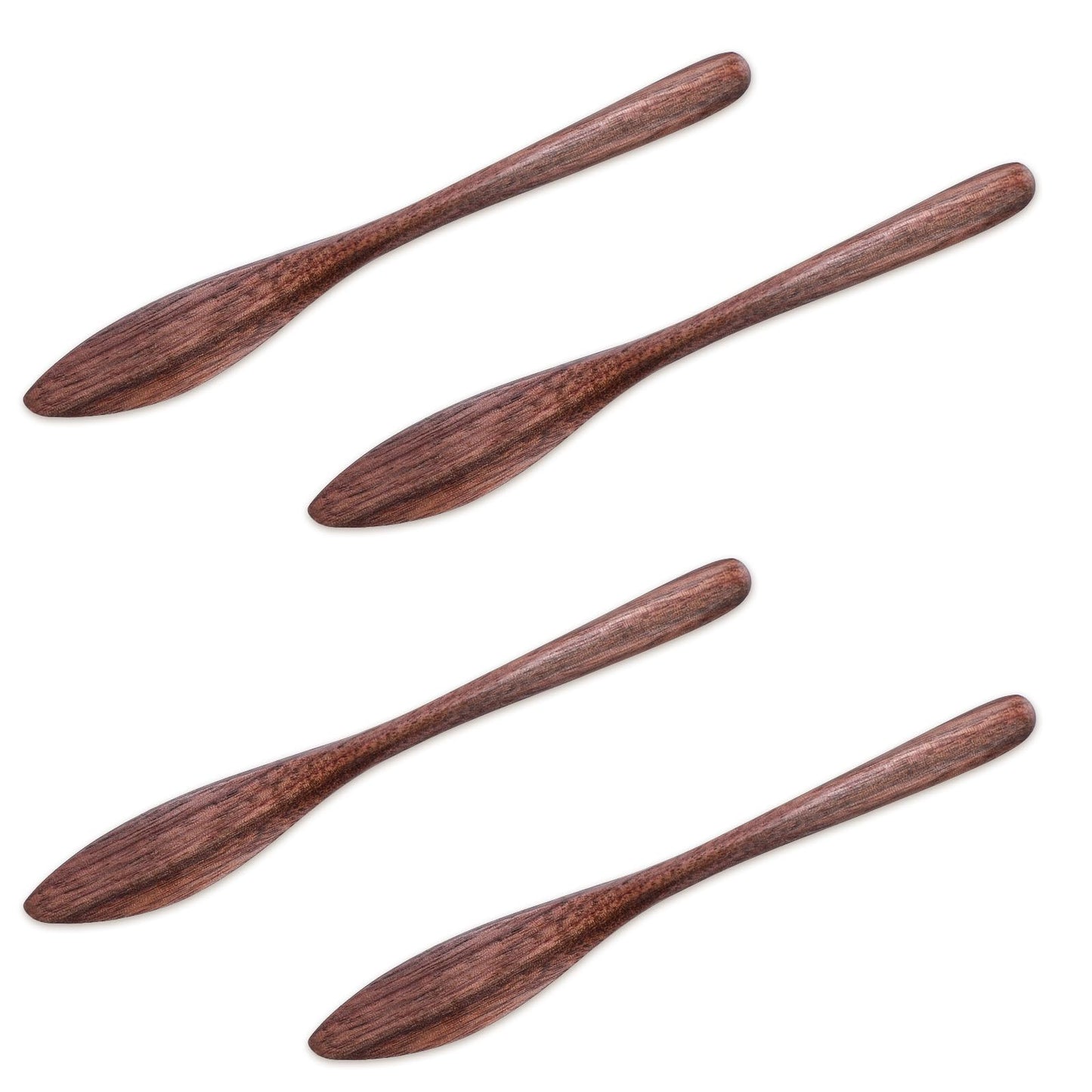 4PCS Wooden Butter Knife,5.9? Jam Cheese Spreader, Thickened Solid Wood & Comfortable Feel,Black Walnut Wood Condiment Knive,Mini Sandwich Spreaders for Kitchen Restaurant Stirring Mixing