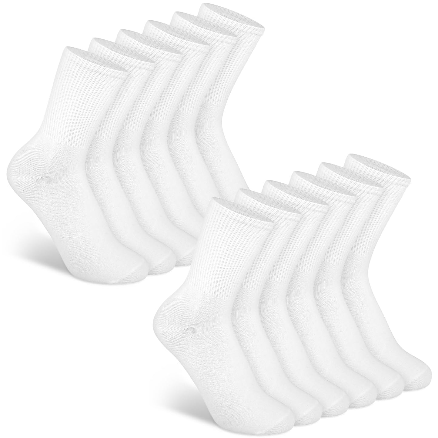 Lusofie 6 Pairs White Crew Socks for Women Size 6-10 Cotton Athletic Casual Ankle Socks for Women All Season Womens Ankle Socks