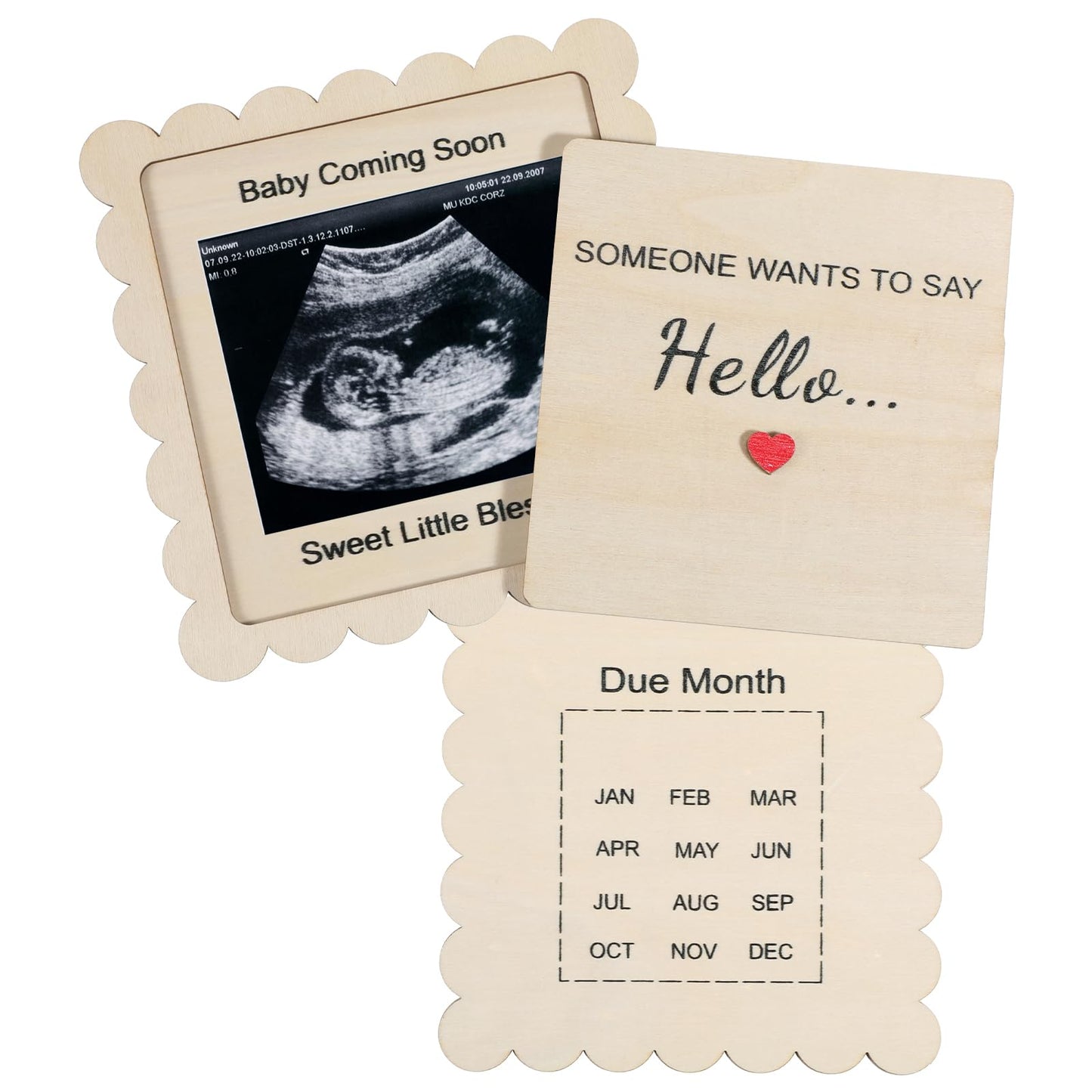 Pregnancy Announcement Gift – Surprise Keepsake Wooden Box with ultrasound picture frames, Pregnancy Announcement for Grandparents, Husband, Friends, Aunt & Uncle