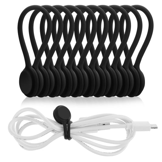 Lusofie 10 PCS Magnetic Cable Ties Silicone Cable Clips Cord Organizer Reusable Magnetic Cord Ties USB Cable Manager for Office, School, Home