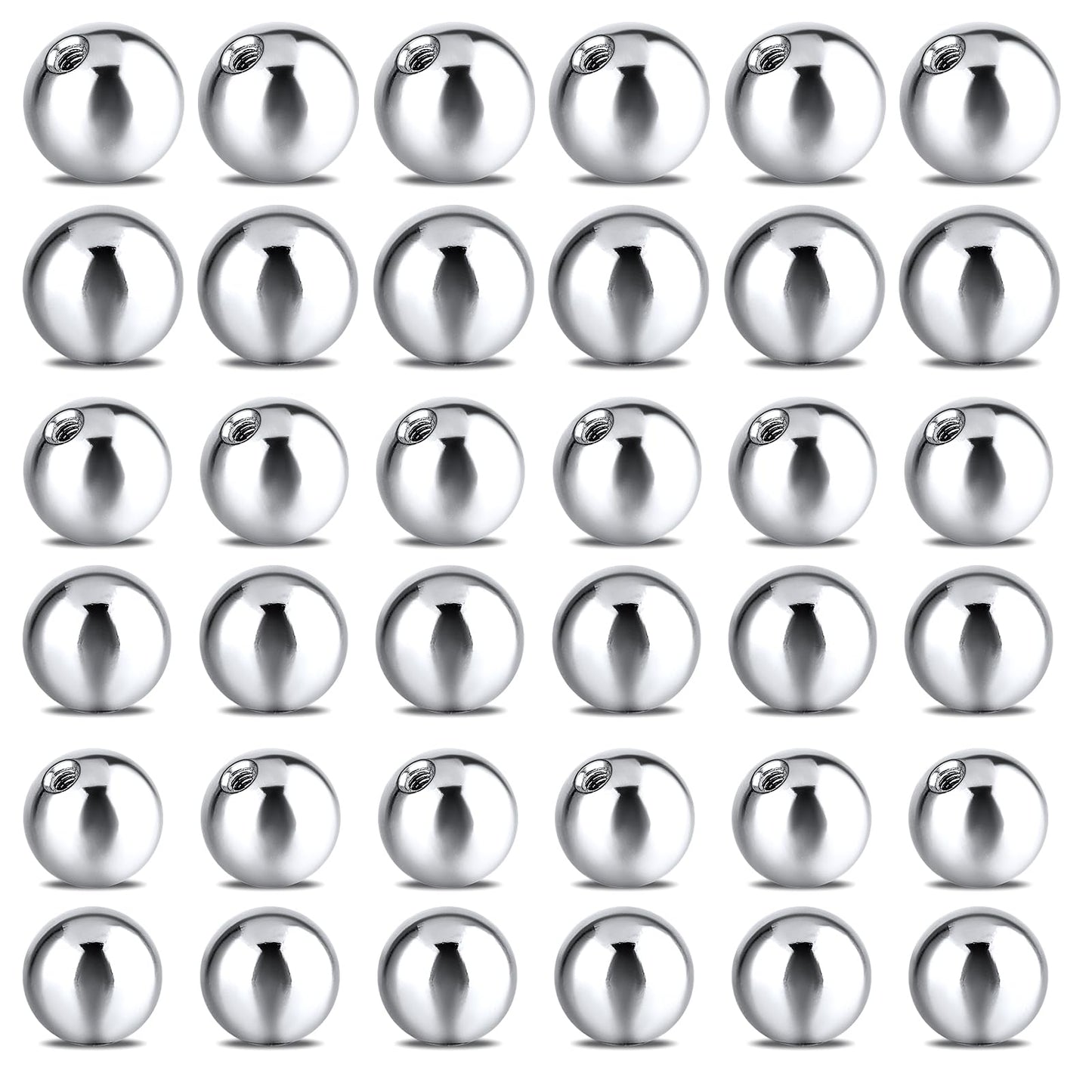 Yolev 18Pcs Replacement Piercing Balls Silver Replacement Parts for Thread Piercing Jewellery (14G 8 mm 6 mm 5 mm)