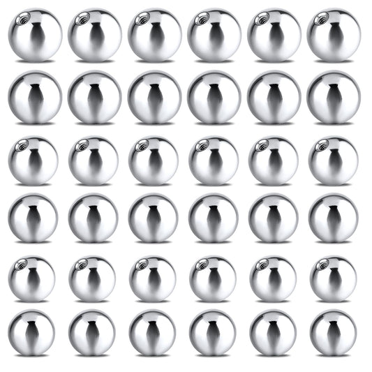 Yolev 18Pcs Replacement Piercing Balls Silver Replacement Parts for Thread Piercing Jewellery (14G 8 mm 6 mm 5 mm)