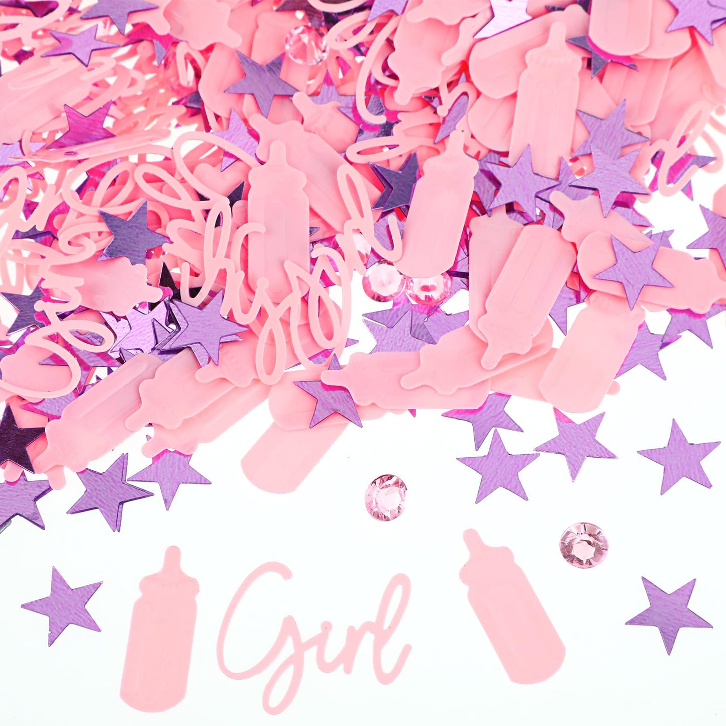 Baby Shower Confetti for Tables Baby Shower Table Decorations Girls Shower Gender Reveal Table Scatter Glitter Confetti Sprinkles for Birthday Party Table Decor Supplies(30g)(Pink)