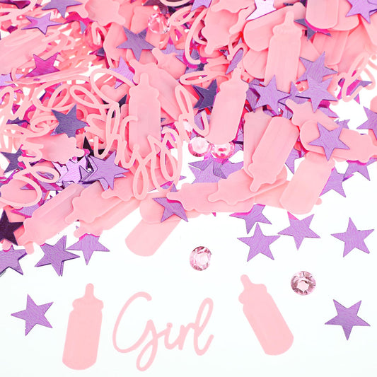 Baby Shower Confetti for Tables Baby Shower Table Decorations Girls Shower Gender Reveal Table Scatter Glitter Confetti Sprinkles for Birthday Party Table Decor Supplies(30g)(Pink)