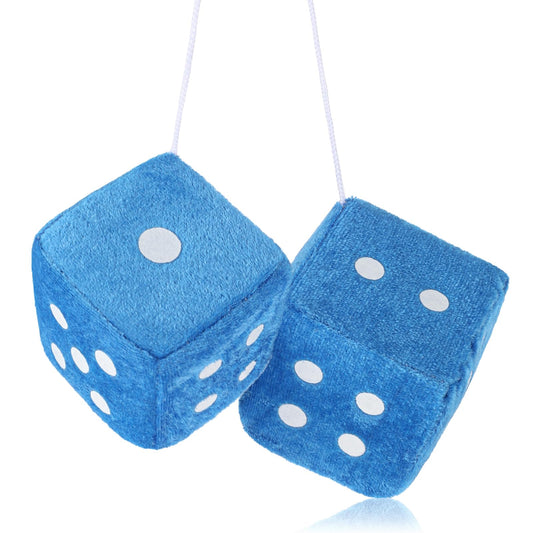 Pair of Fuzzy Dice for Rear View Mirror, 3’’ Retro Square Plush Dice for Car with White Dots Mirror Fuzzy Dices for Hanging Dice Car Accessories Interior Fluffy Cute Car Mirror Decorations for Women