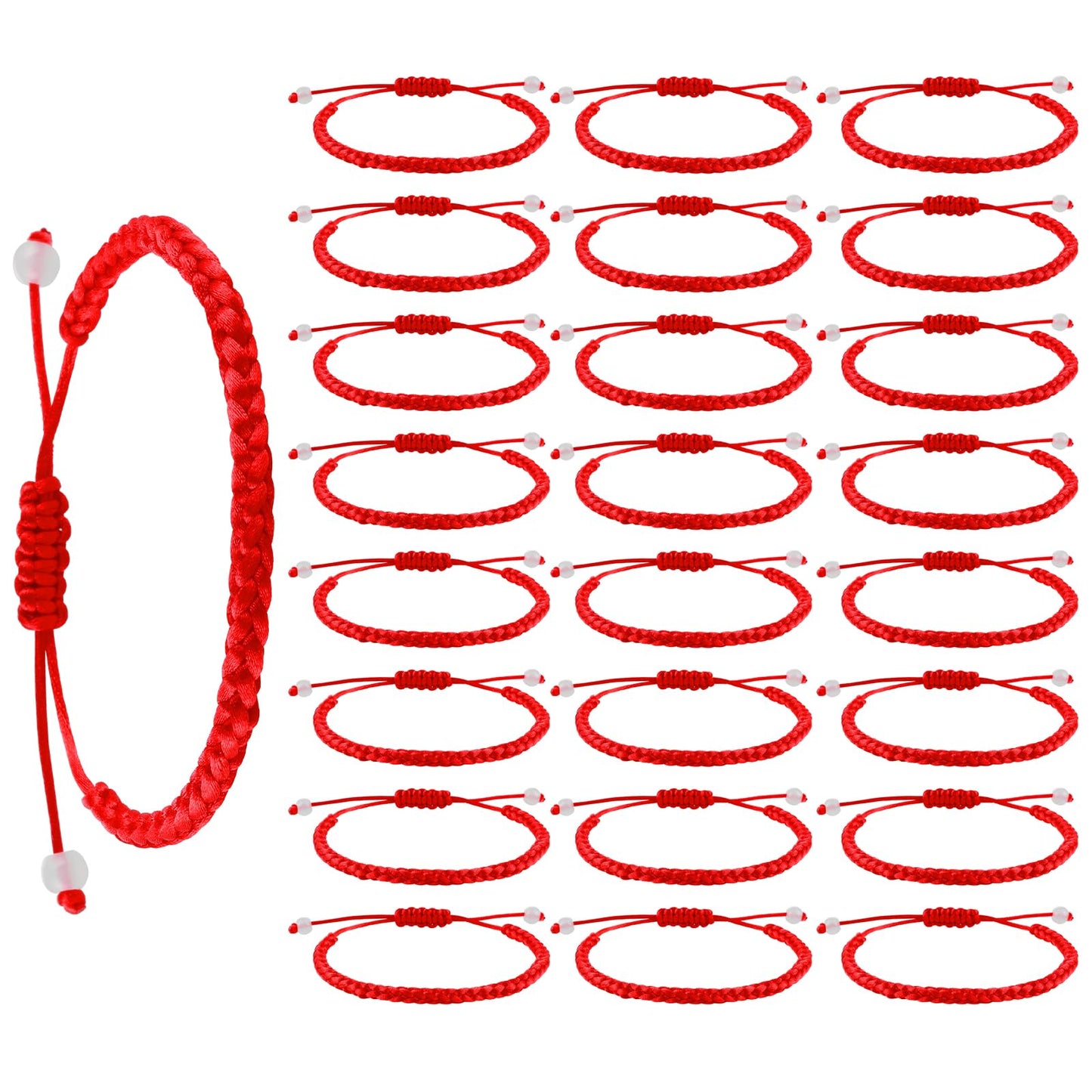 Yolev 24 Pieces Red Rope Bracelet Red Cord Protection Amulet Bracelets Handmade Friendship Bracelet Knotted Kabbalah Lucky Handmade Friendship Bracelets for Women Men