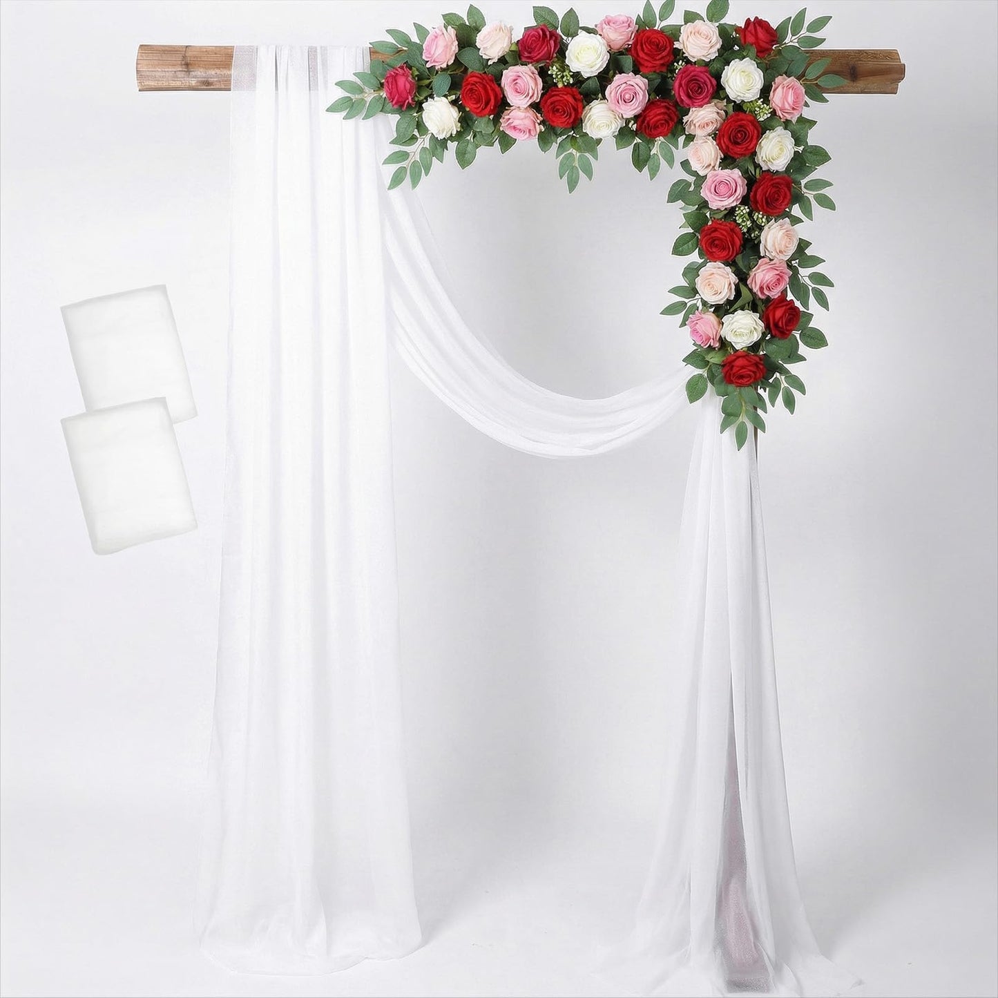 Wedding Arch Draping Fabric, 1 Panel 29.5'' X 20ft White Chiffon Sheer Draping Fabric for Backdrop for Easter Bridal Shower Backdrop Outdoor Party Arches Church Ceremony Decoration