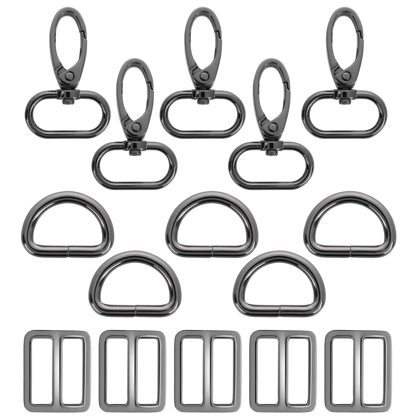 Lusofie 15Pcs Metal Swivel Snaps Hooks with D Rings for Purse Bag Hardware Making Buckles Craft DIY Sewing Hardware Craft
