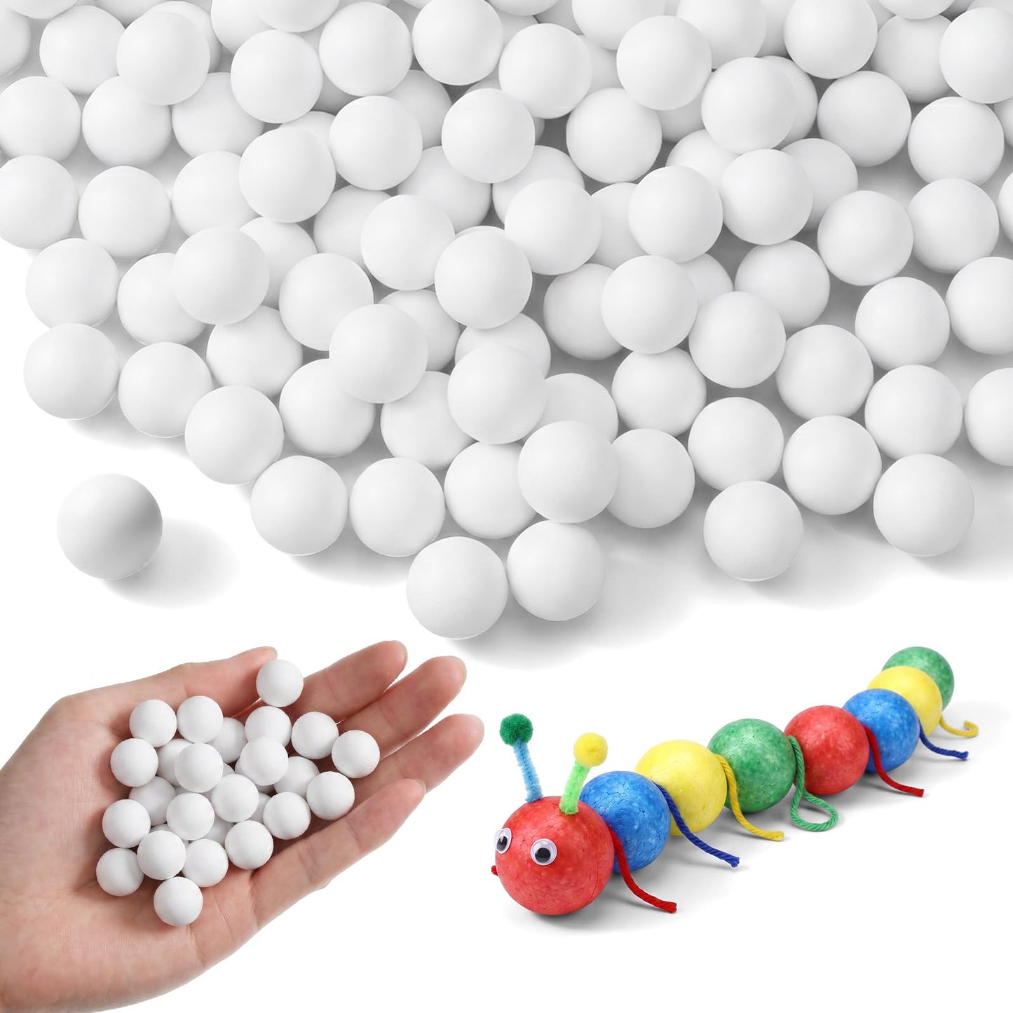 200 Pcs Small Styrofoam Balls 0.6 Inch White Craft Foam Balls Smooth Polystyrene Ball for Crafts Art School Project Party Holiday Decoration