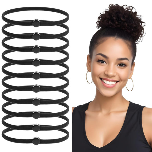 10pcs Upgraded High Elasticity Snap Hair Ties Adjustable Hair Ties Thick Hair Black for Women Natrual Curly Hair/Thick Hair/Kinky Hair,No Damage Hair Ties