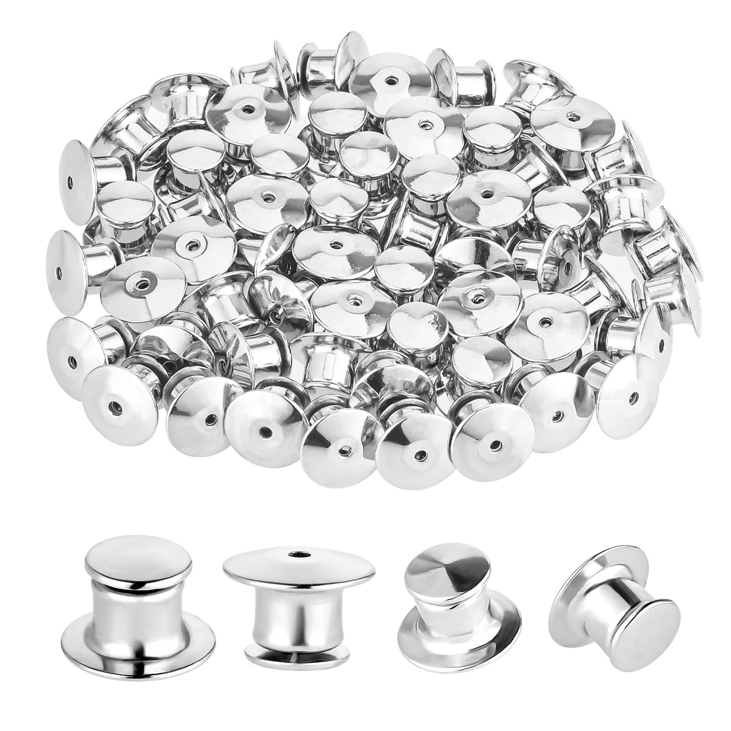 60PCS Locking Pin Backs Metal Pin Backs Keepers Locking Clasp for Brooches Lapels Badges and DIY Crafts