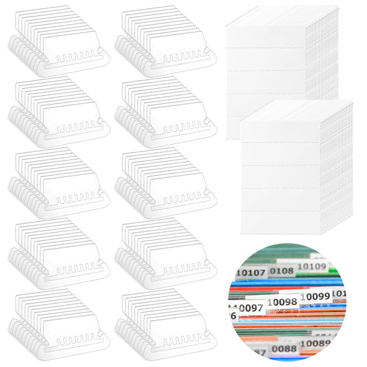 100 Sets Hanging File Folder Tabs 1.2 Inch Clear Transparent Labels for Easy File Identification, Plastic Tabs and Inserts for Hanging Folders