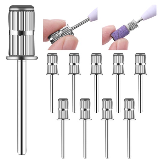 10 Pieces Nail Drill Heads Replacement Mandrel Nail Drill Bit Sanding Bands Shaft 3/32 inch Sanding Bits for Nail Drill Professional Nail Drill Bits for Electric File Nail Sanders Manicure Pedicures