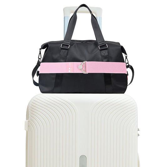 Lusofie 2-in-1 Travel Belt Suitcase Straps, Adjustable Luggage Strap for Carry on Bag with Alloy Buckle, Over Handle Luggage Belt Travel Essential Accessories for Airport, Trip, Boarding(Pink)
