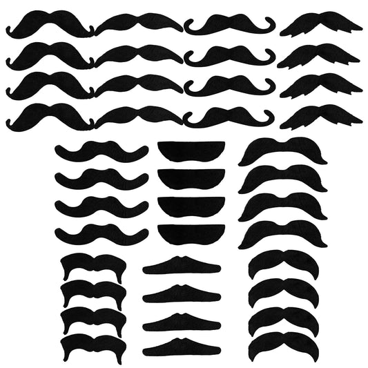 Tucnoeu 60pcs Fake Mustaches Fake Beard Mustache Stickers Realistic Mustache Self Adhesive Stick on Mustache Black Mustache Costume Adult for Birthday Christmas Halloween Party