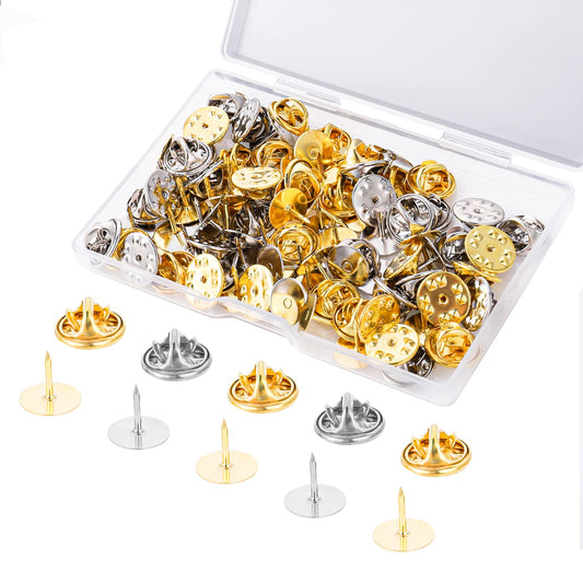 Yolev 50 Pairs Butterfly Clutch Tie Tacks Pin Backs with 10mm Blank Pins Butterfly Clutch Badge Locking Pins Badges for Craft Making