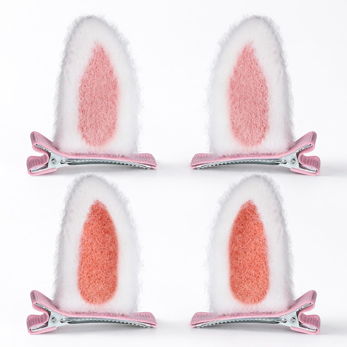 Easter Bunny Ears Hair Clips - 2 Pairs Cute Bunny Hair Clips for Women, Girls, Easter Party | Spring Festival Hairs Accessories Gift（Pink & Orange）