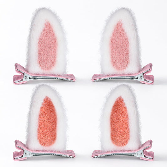 Easter Bunny Ears Hair Clips - 2 Pairs Cute Bunny Hair Clips for Women, Girls, Easter Party | Spring Festival Hairs Accessories Gift（Pink & Orange）