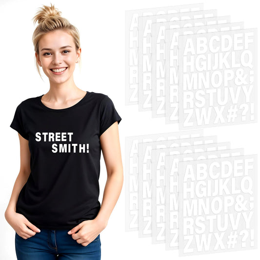 10 Sheets Iron on Letters for Fabric 1.6 Inch Iron on Vinyl Letters Heat Transfer Vinyl Letters with A-Z (White)