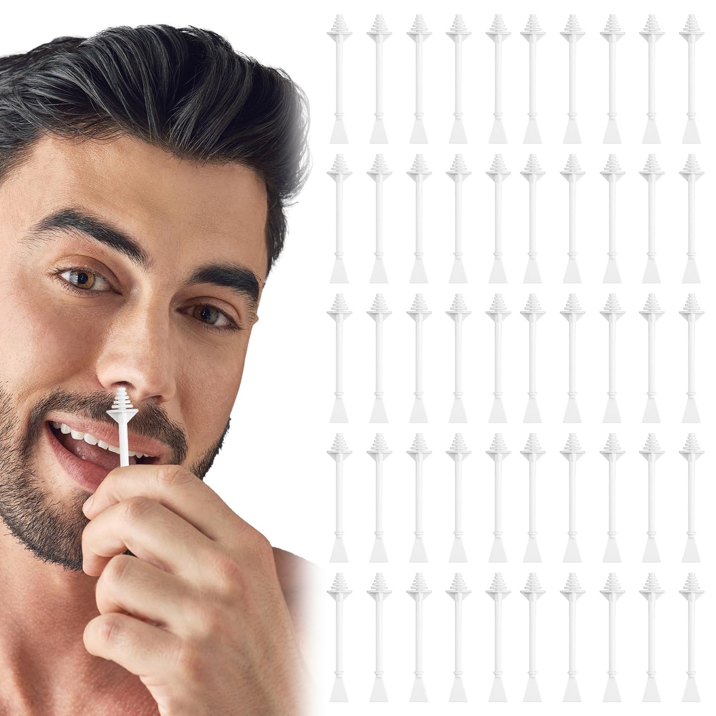 100Pcs Nose Wax Sticks for Men Women, Plastic Nasal Wax Applicators Disposable Nose Waxing Kit Nose Hair Remover for Painless Nostril And Eyebrow Hair Removal(White)