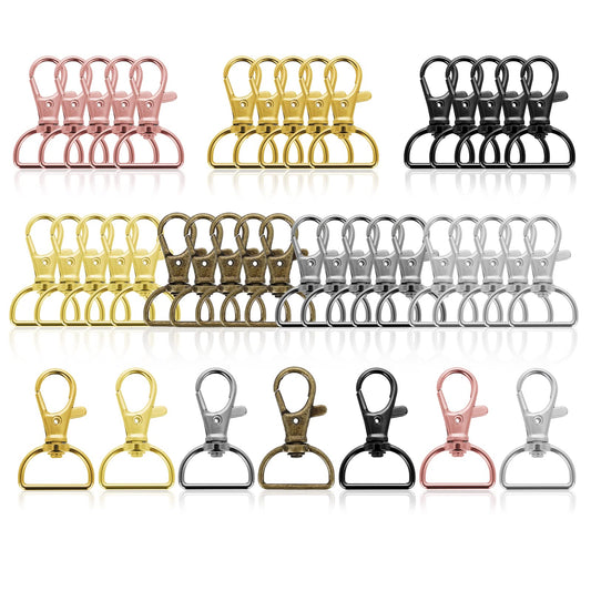 Yolev 35 Pieces Rotating Keychains Swivel Lanyard Snap Hook Lobster Claw Clasp Metal Hook Clasp with D-Ring for Keychains, Wallets, Lanyards, Jewelry, DIY Craft Supplies (7 Colors)