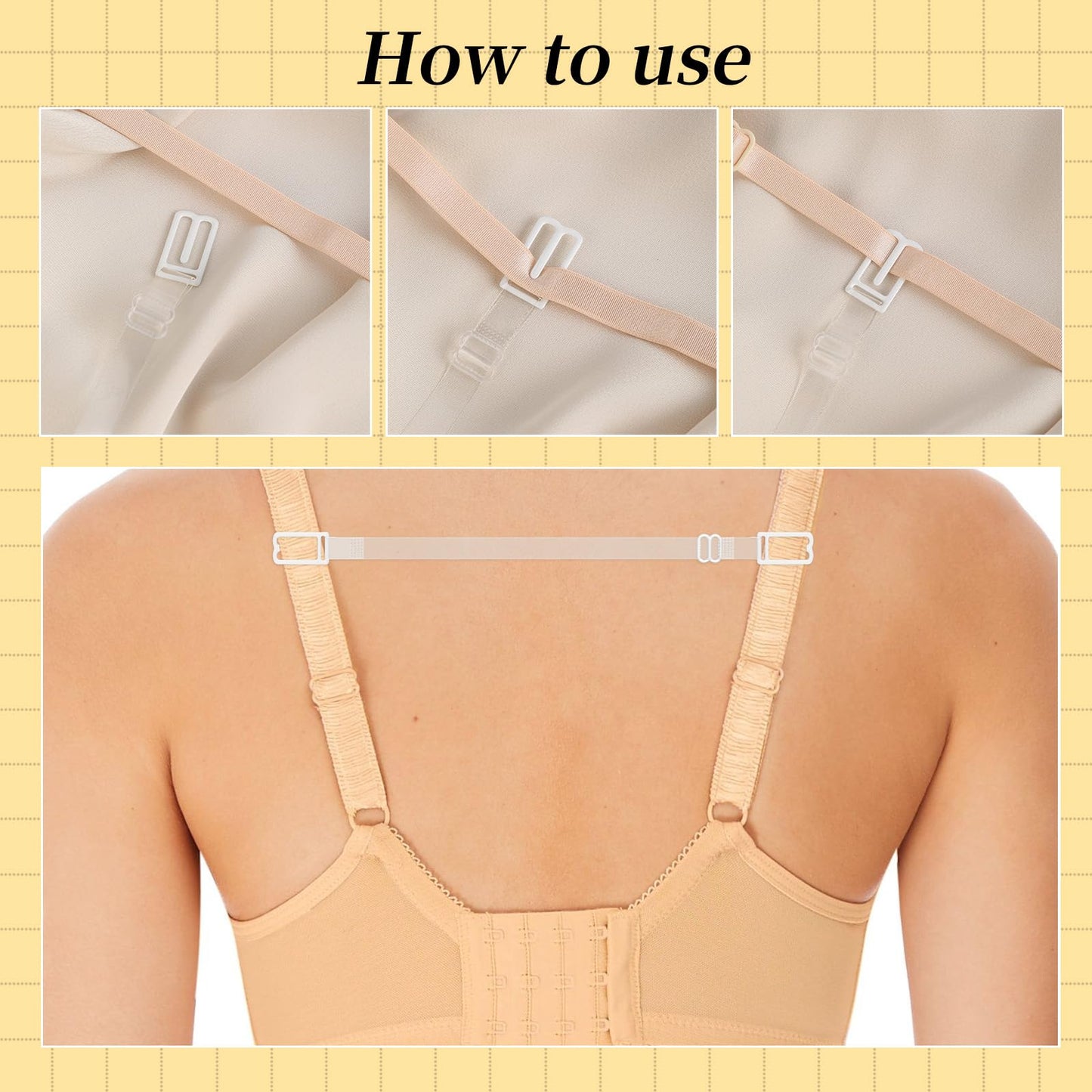 Lusofie 8pcs Clear Bra Strap Holders for Slipping Bra Strap Clips for Racerback Non-Slip Clear Bra Straps Adjustable for Back Clear Strap Bra