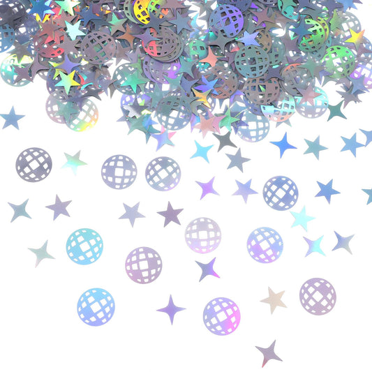 Disco Table Confetti, 200PCS Laser Disco Ball Confetti, Double-Sided Iridescent Discos Ball Party Decorations Perfect for 70s 80s Hippie Birthday Music Partys Table Decor Supplies