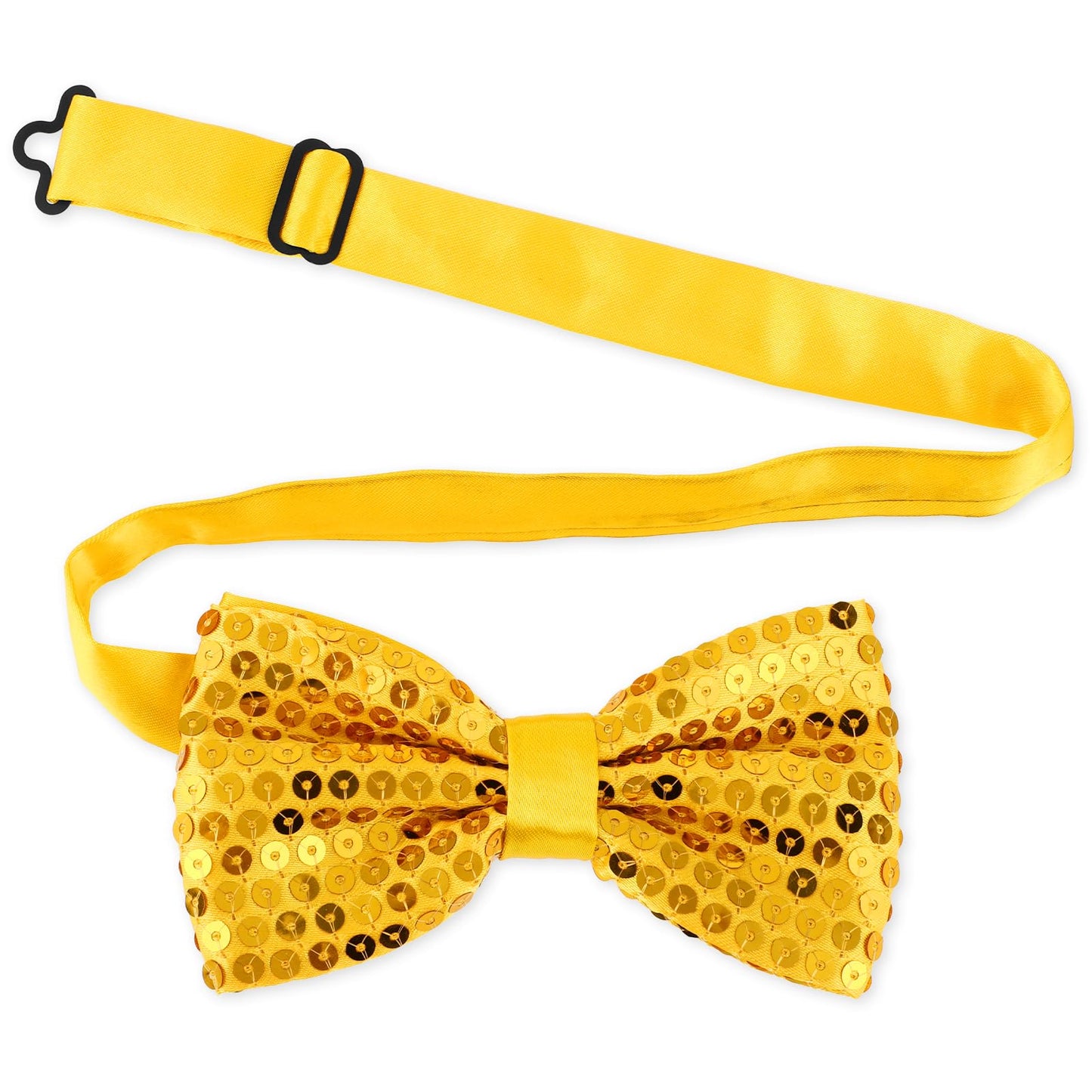 Lusofie Pre-Tie Mens Bow Ties Sequin Yellow Bow Tie Adjustable Length Bowtie for Men Boys Party Banquet Wedding (Gold)