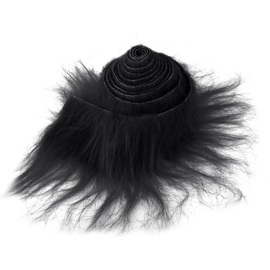 Shaggy Fur 1Pcs Faux Fur 2 X 60 inch White Fur Precut Strips Plush Faux Fur Fabric Black Fur Fabric Fluffy Craft Fur for Gnomes Beard Santa Claus Hair Christmas Decoration Winter Snow Scene (Black)