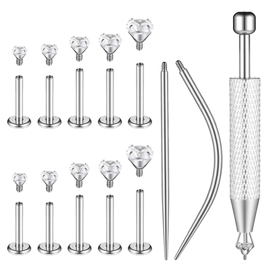 Fosaseua 13PCS 16G Helix Flat Back Earrings Anti-sensitive Internal Thread