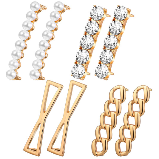 8 Pcs Shoe Charms for Sneakers Bling Shoe Charms Rhinestone Shoe Laces Sneaker Charms DIY Shoelace Charms Shoe Laces for Womens Sneakers Shoe Lace Accessories(Gold)