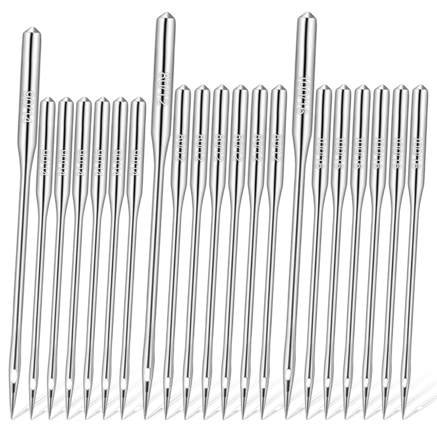 60pcs Universal Sewing Machine Needles, Sizes 80/12 90/14 100/16, Heavy Duty Sewing Machine Needles, Compatible with Most Home Sewings Machines for Fabric Leather Embroidery Jeans