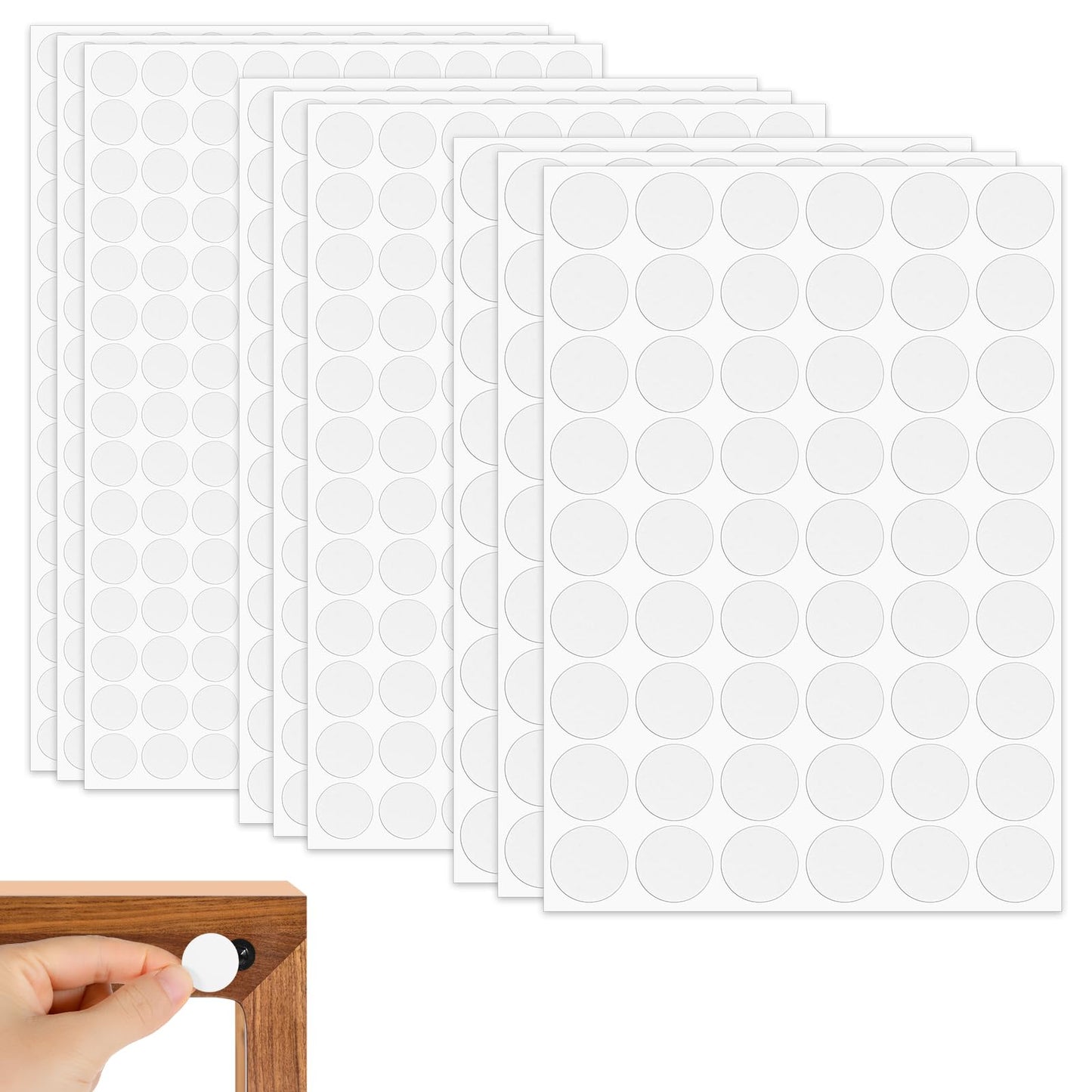 Lusofie 870 Pcs Self-Adhesive Screw Hole Stickers Plastic Screw Covers Caps White Screw Hole Covers for Wooden Cabinet Furniture Home Decoration(12mm,15mm,21mm)