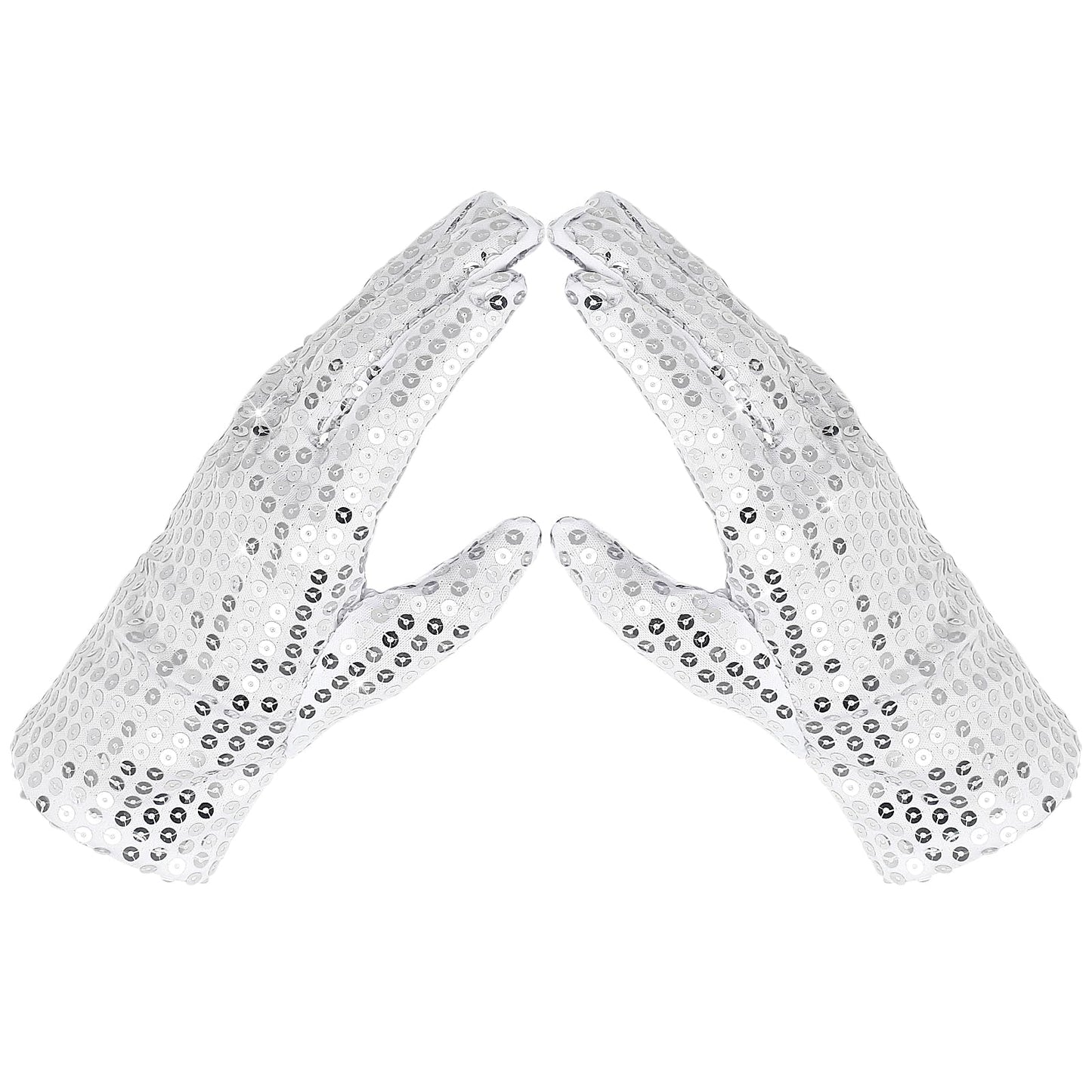 Lusofie Michael Jackson Gloves Dress up Gloves Cosplay Costume Gloves for Adults Michael Jackson Halloween Costume Silver White Gloves for Dance or Performance Cosplay Party