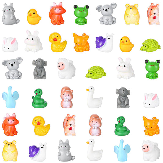 Meyeyaia 38pcs Resin Mini Animals,19 Styles Tiny Animal Figurines,Mini Resin Animals Bulk for Fairy Garden Décor Micro Landscape Ornaments Dollhouse Craft Accessories