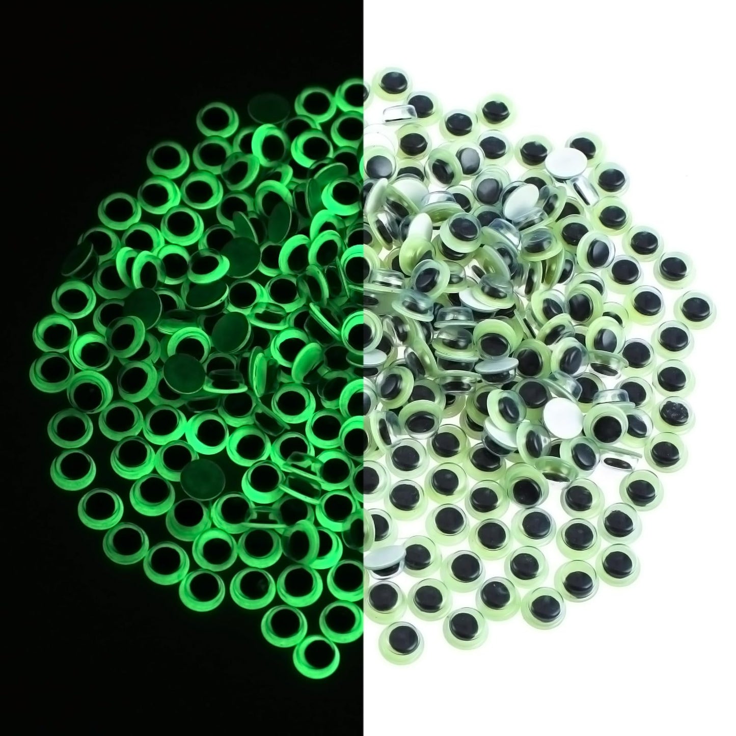 Lusofie 300 Pcs Wiggle Googly Eyes Glow in The Dark Stickers Googly Eyes Self Adhesive Craft Eyes for DIY Crafts Projects School Halloween Christmas Craft Supplies(8mm/0.31inch)