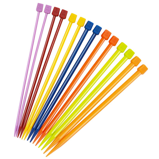 Yolev 14 Pcs Plastic Knitting Needles 25cm/9.84inch Long Single Pointed Knit Needle Set DIY Craft Weaving Tool for Making Sweater, Shawl, Scarf (4-10 Mm)