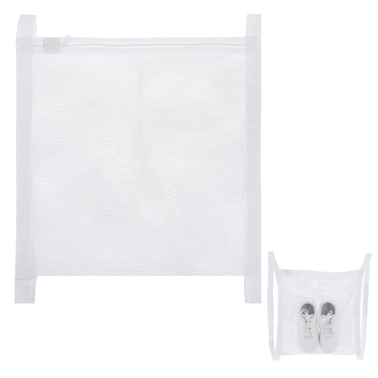 Dryer Bag，Mesh Laundry Bag with Straps and Zipper Sneaker Drying Bag Fits Most Dryer Doors in Laundry Room (16.34x5.94in) (White)