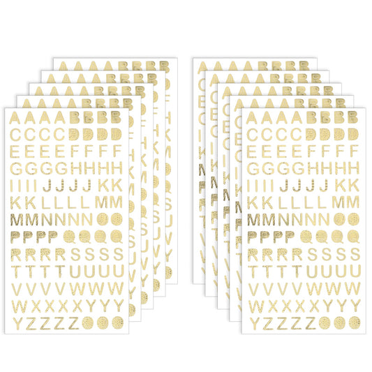 10 Sheets Self Adhesive Alphabet Stickers, 1040pcs Stick On Letters, Gold Letter Stickers for Birthday Cards Small Letter Stickers for Mailbox, Water Bottle, Scrapbook, Notebook