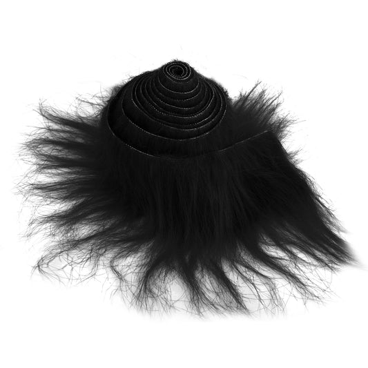Lusofie 1Pc Shaggy Plush Faux Fur Fabric Precut Strips 4x100inch Black Fur Fluffy Fuzzy Craft Fur for Gnomes Beard Santa Claus Hair Dwarf Cosplay Costume DIY Craft Decoration (Black)