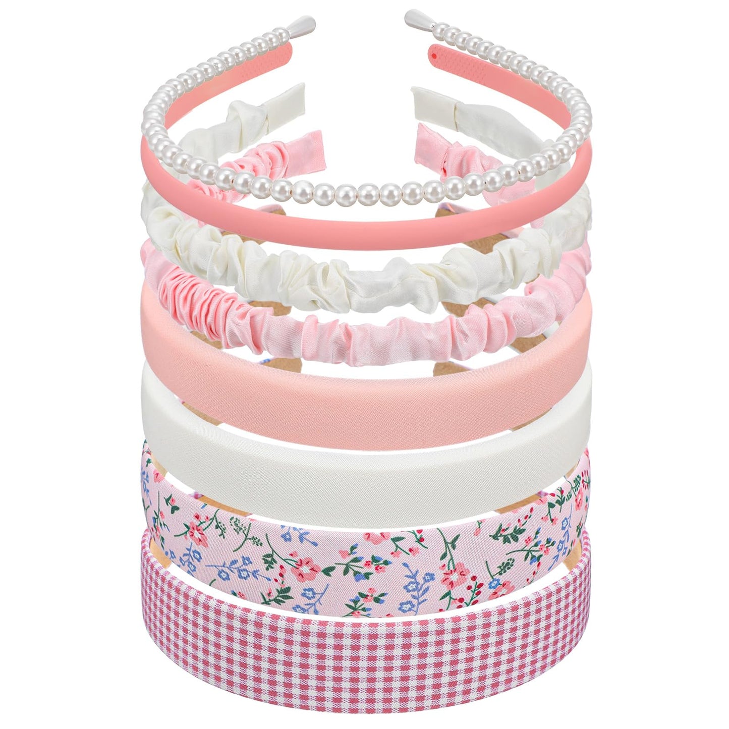 8 Pcs Girl Headbands Pearl Flower Womens Headband Cute Pink Girls Headband Thick Retro Wide Head Bands for Girls Hair, Fashionable Hair Accessories for Mothers, Girl, Family Members and Students