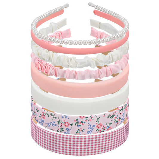 8 Pcs Girl Headbands Pearl Flower Womens Headband Cute Pink Girls Headband Thick Retro Wide Head Bands for Girls Hair, Fashionable Hair Accessories for Mothers, Girl, Family Members and Students