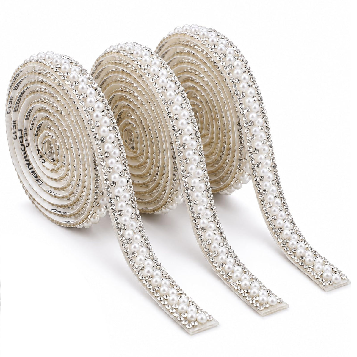 3 Rolls 3 Yards Pearl Rhinestone Ribbon Self Adhesive Pearl Sticker Tape