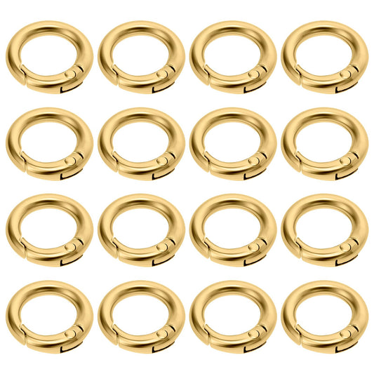 Lusofie 16 Pcs O Ring Clip Spring O Ring Clasp Round Mini Carabiner for Bag Purse Handbag Strap Craft Jewelry Making (Gold)