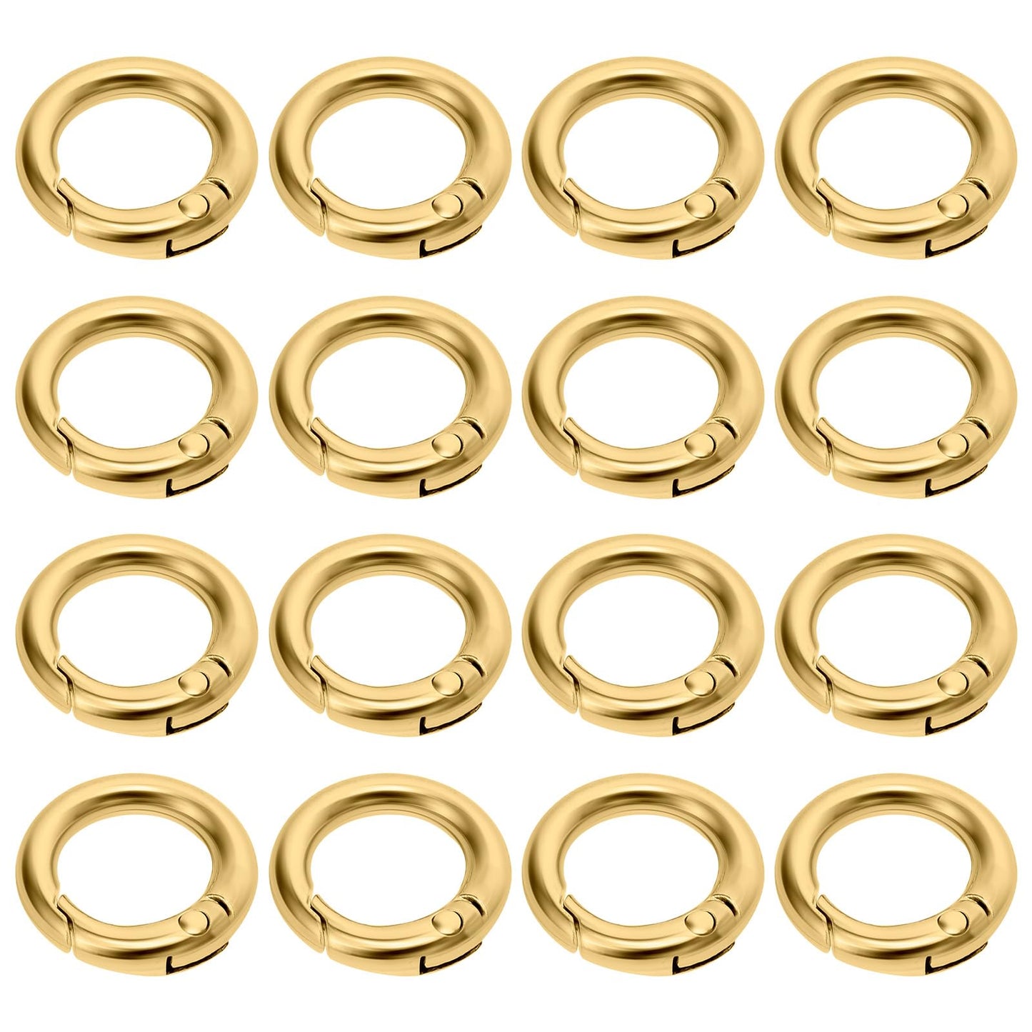 Lusofie 16 Pcs O Ring Clip Spring O Ring Clasp Round Mini Carabiner for Bag Purse Handbag Strap Craft Jewelry Making (Gold)