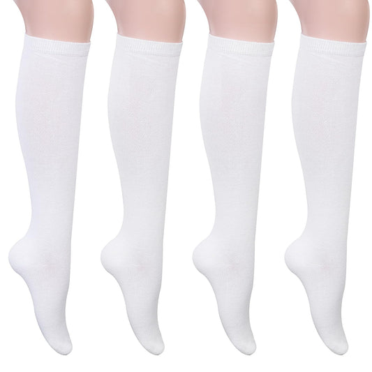 Knee High Socks for Women, Cotton Knee Socks Tube Socks Women for Daily Wear School Dating Dance Performances Parties Suitable for Girls and Women(White)