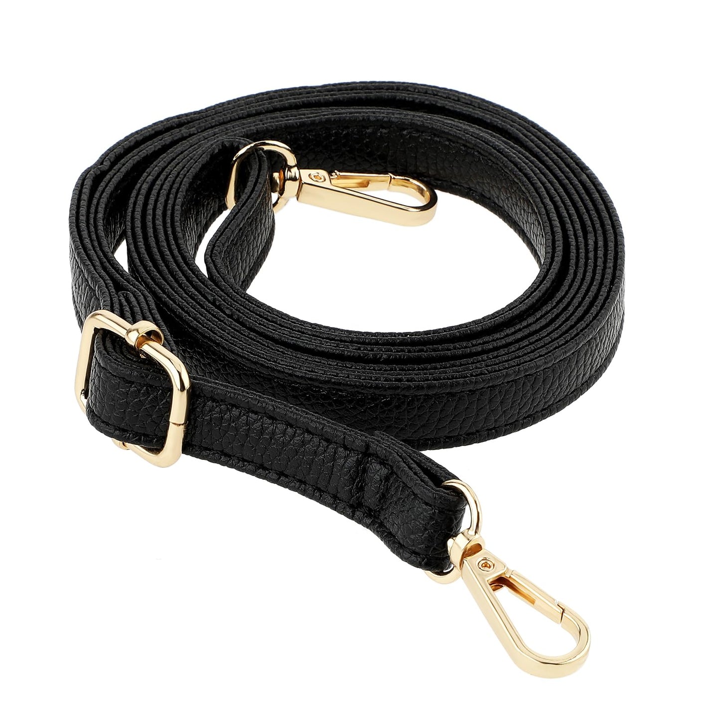 Black Leather Purse Strap Handbag Handle Strap with Swivel Clasps Adjustable Replacement Strap for Cross Body Bag HandBags Shoulder Bag 33-59 Inch
